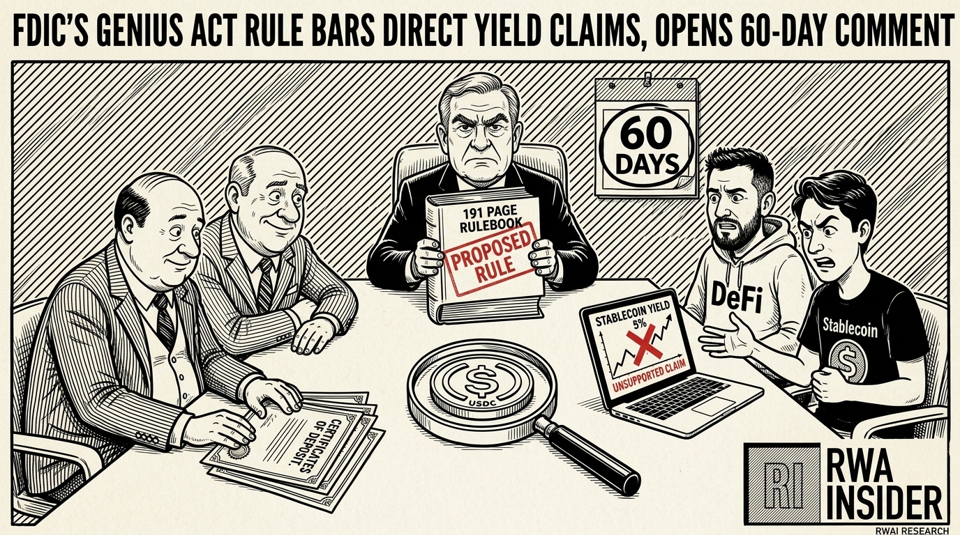 FDIC’s GENIUS Act Rule Bars Direct Yield Claims, Opens 60-Day Comment | RWA Insider