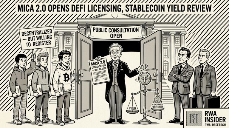 MiCA 2.0 Opens DeFi Licensing, Stablecoin Yield Review | RWA Insider
