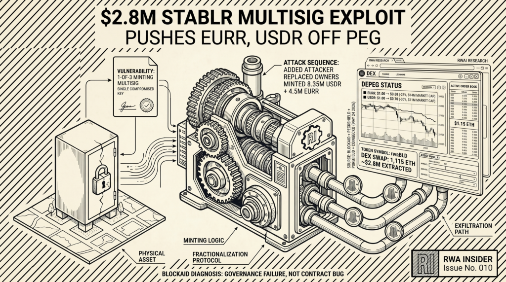 StablR multisig exploit drains $2.8M as EURR falls 23% and USDR falls 30% off peg on Ethereum and Solana | RWA Insider