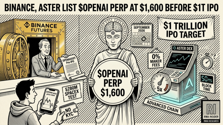 Binance Futures and Aster DEX both list $OPENAI pre-IPO perpetual at $1,600 ahead of OpenAI's $1 trillion September 2026 IPO target | RWA Insider