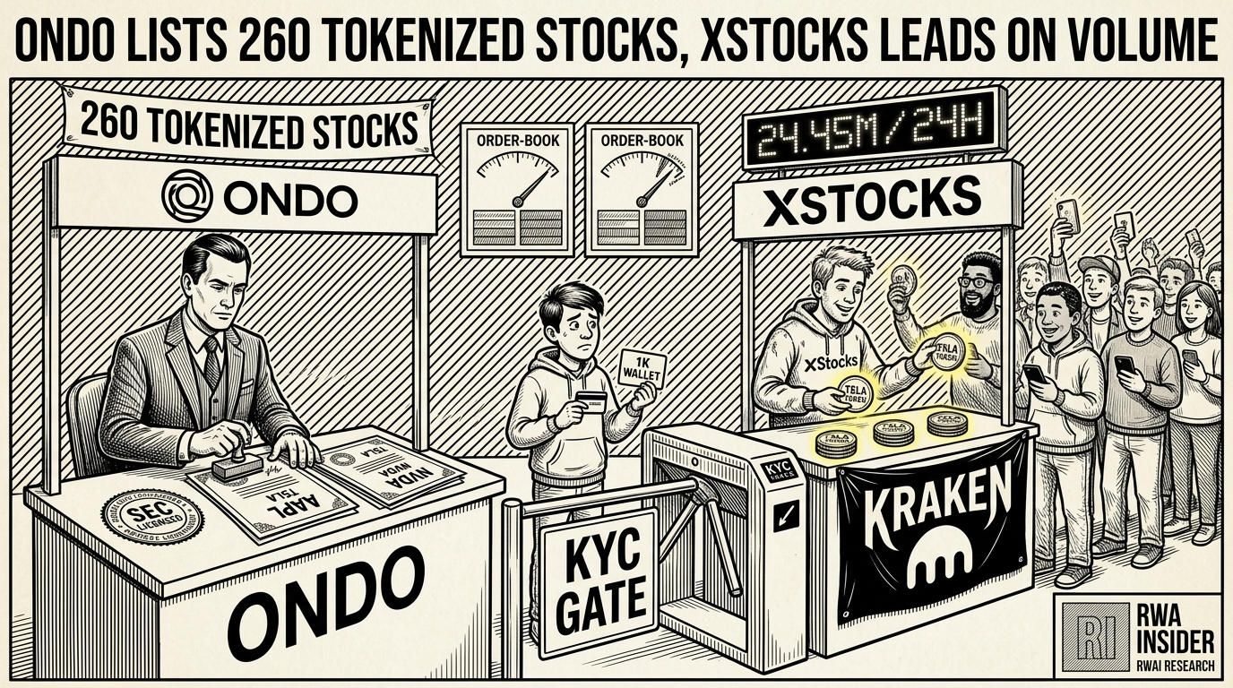Ondo and xStocks duel over tokenized US stocks as Tesla token volume hits $24.45M on Kraken rails | RWA Insider