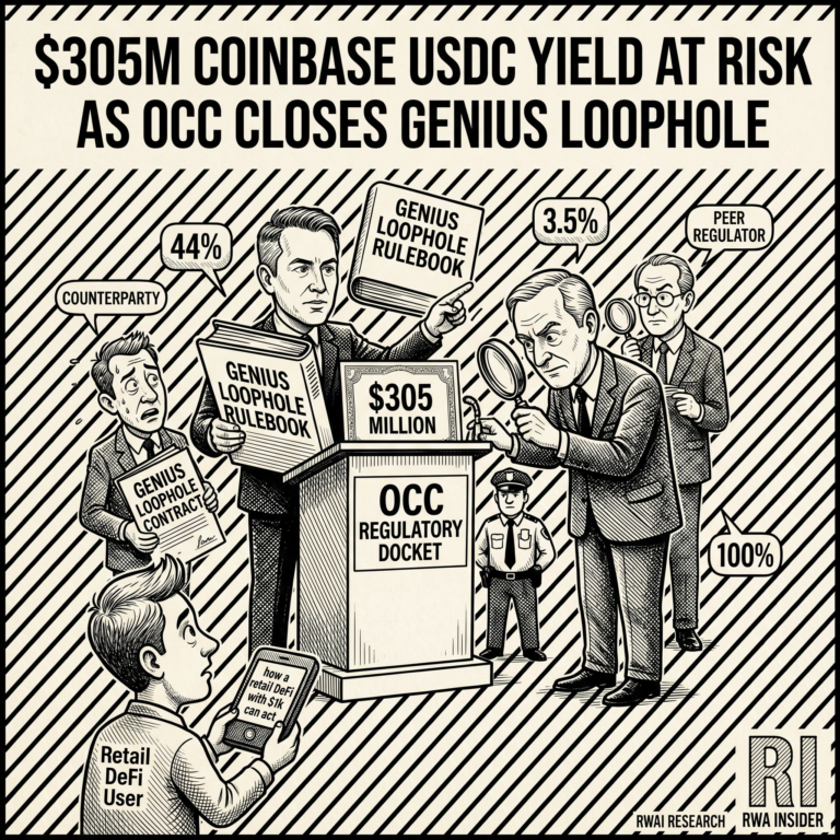 Coinbase $305M Q1 2026 USDC yield revenue at risk as OCC closes GENIUS Act loophole on affiliate-paid stablecoin rewards | RWA Insider