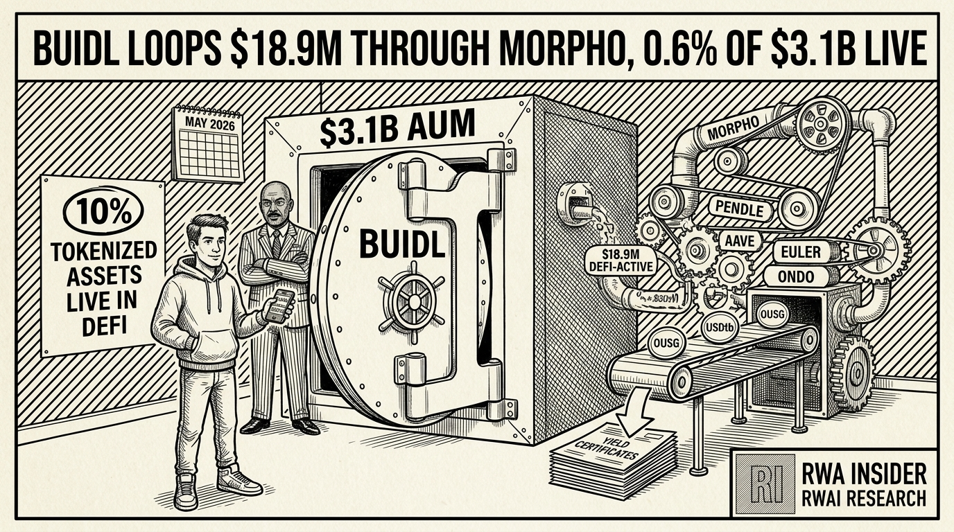 BUIDL fund holds $3.1B AUM with only $18.9M actively looping through Morpho, Pendle, and Aave DeFi protocols | RWA Insider