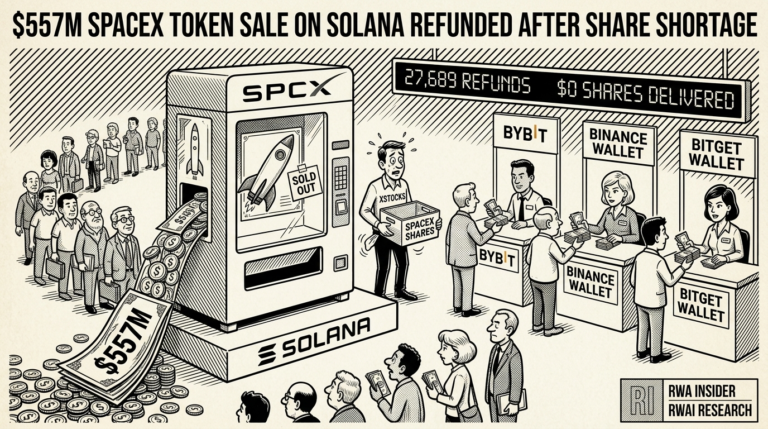 Solana SPCXx kiosk takes $557M in USDC but the SpaceX share slot sits empty | RWA Insider
