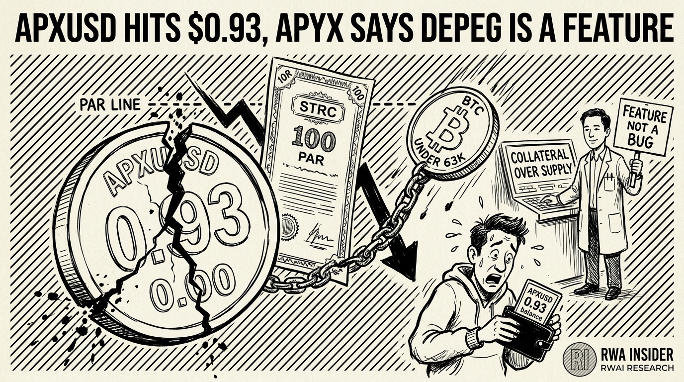 Apyx apxUSD stablecoin depegs to $0.93 on STRC equity risk | RWA Insider