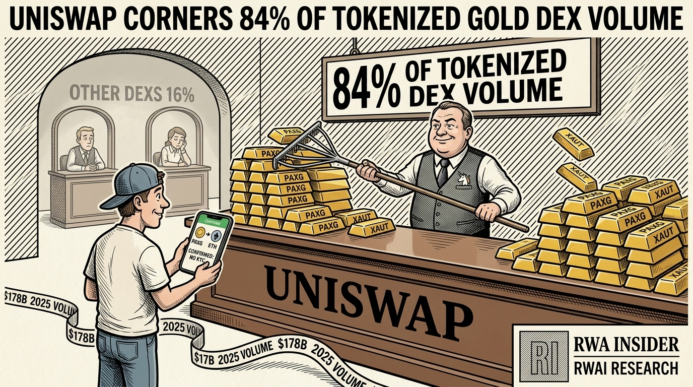 Uniswap dominates tokenized gold trading with 84 percent of DEX volume in PAXG and XAUt | RWA Insider