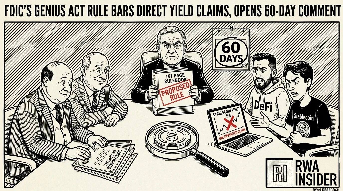 FDIC’s GENIUS Act Rule Bars Direct Yield Claims, Opens 60-Day Comment | RWA Insider