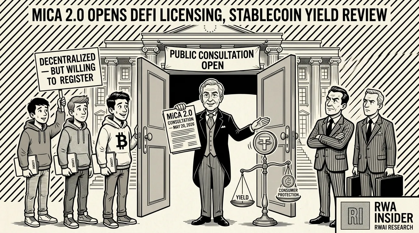 MiCA 2.0 Opens DeFi Licensing, Stablecoin Yield Review | RWA Insider