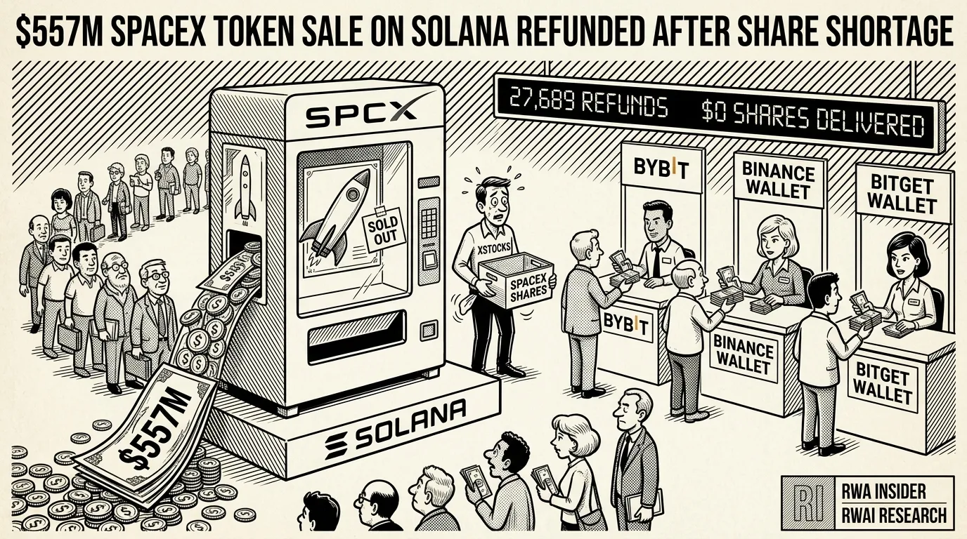 Solana SPCXx kiosk takes $557M in USDC but the SpaceX share slot sits empty | RWA Insider