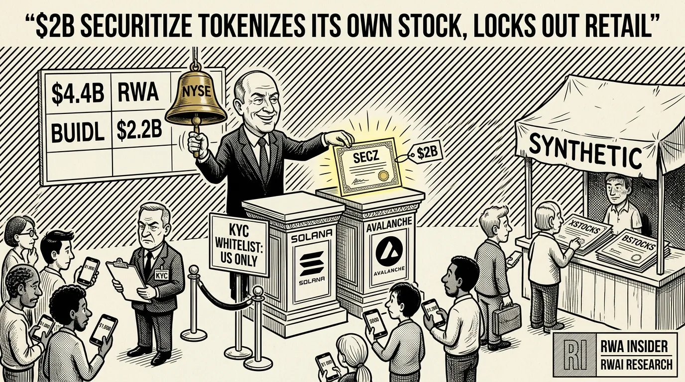 Securitize tokenizes its own SECZ stock on Solana as a KYC whitelist locks out retail | RWA Insider
