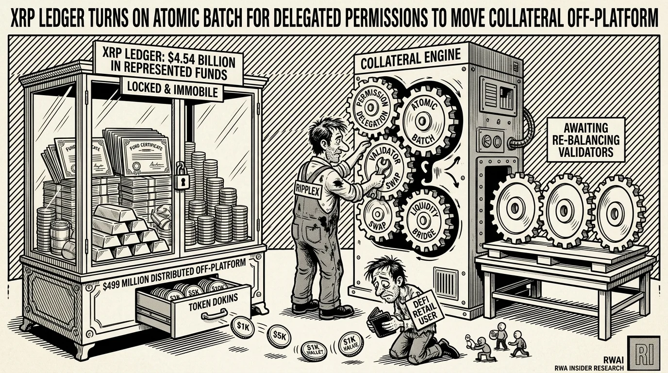 RippleX engineer fits Atomic Batch into an XRP Ledger collateral machine beside a $4.54B RWA display case | RWA Insider