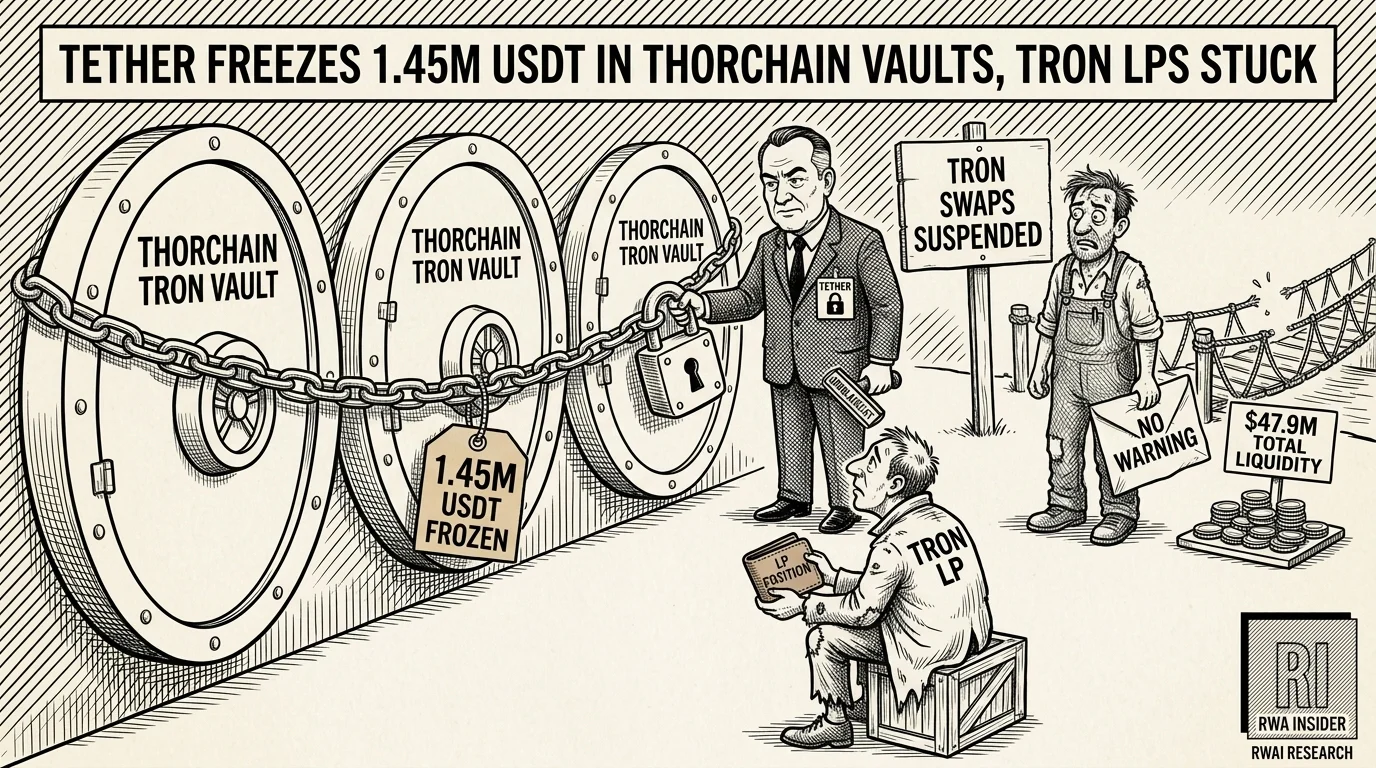 Tether official padlocking four THORChain Tron vaults holding 1.45M USDT as swaps halt | RWA Insider