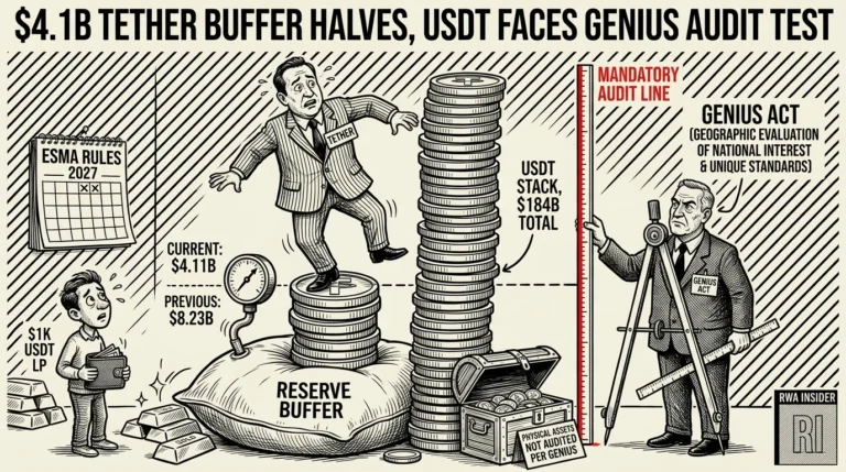 Tether official on a shrinking $4.1B reserve cushion as a GENIUS Act auditor measures USDT | RWA Insider