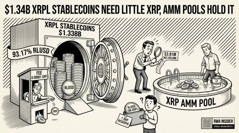 XRPL stablecoin vault of RLUSD beside a small XRP AMM pool holding XRP inventory | RWA Insider