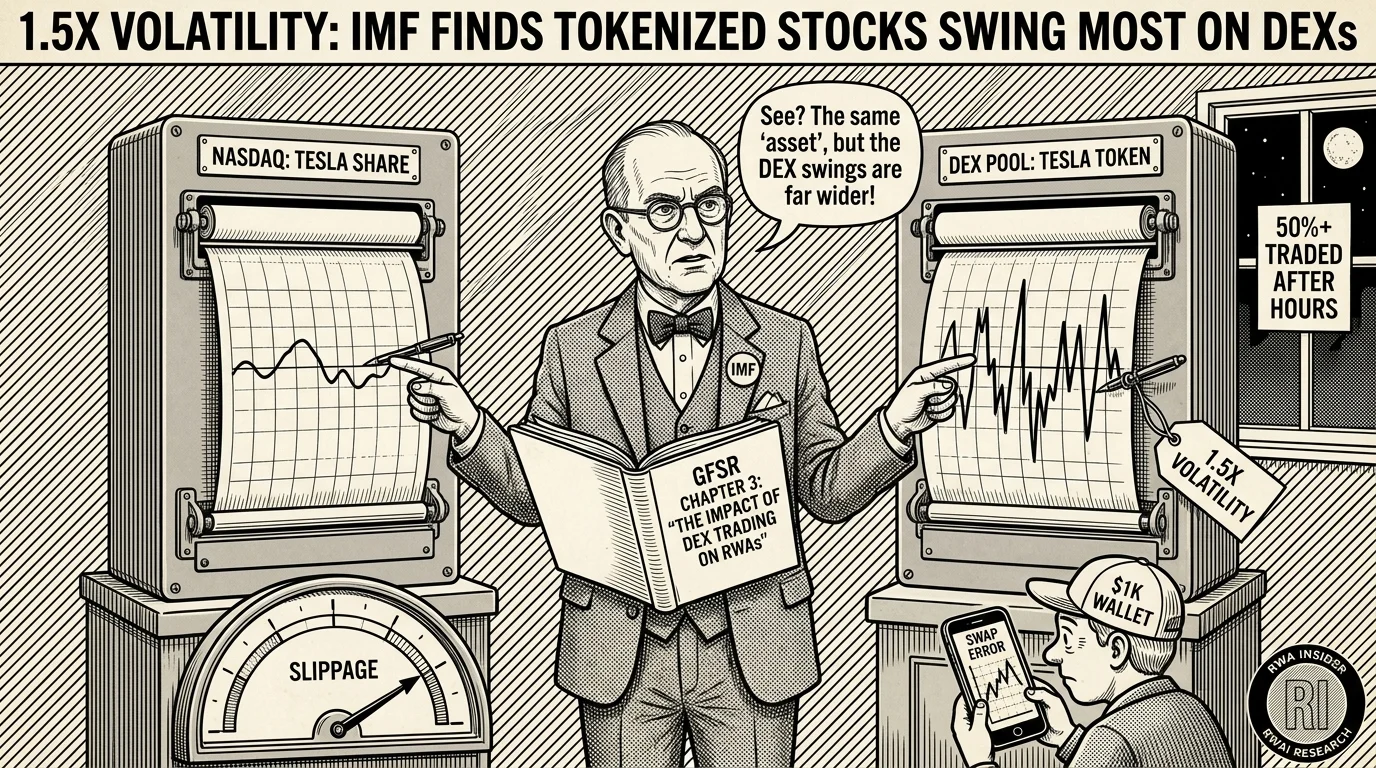 IMF researcher compares a calm Nasdaq share chart with a jagged DEX tokenized stock chart | RWA Insider