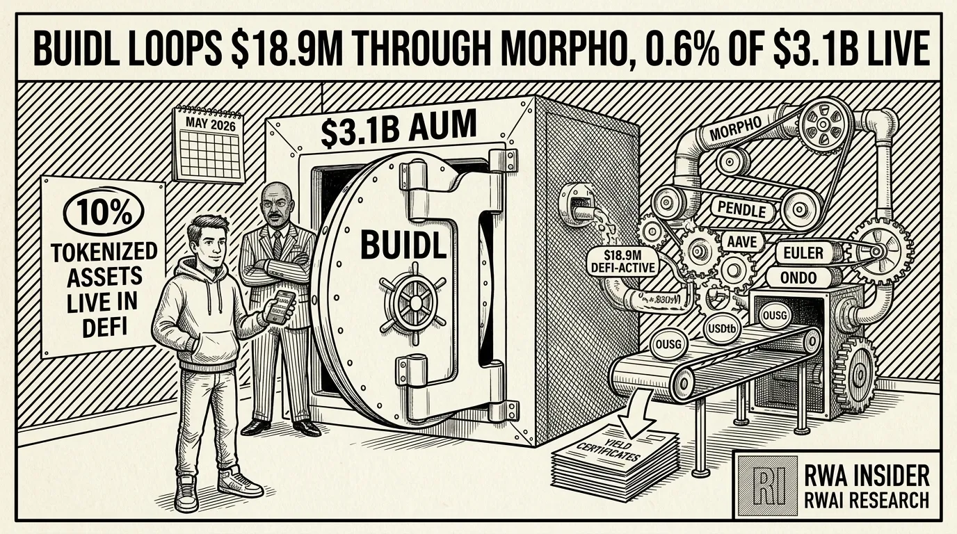 BUIDL fund holds $3.1B AUM with only $18.9M actively looping through Morpho, Pendle, and Aave DeFi protocols | RWA Insider
